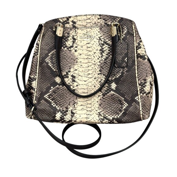 Coach NY Python Embossed Leather Handbag With Crossbody Strap & Gold Hardware - Picture 1 of 7